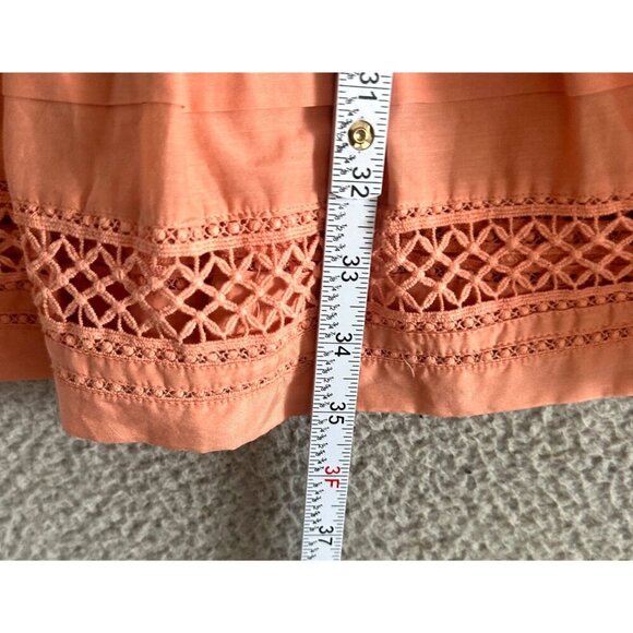 MARIE OLIVER Silk Blend Dress Eyelet Puff Sleeve Peach Pink - Picture 5 of 16